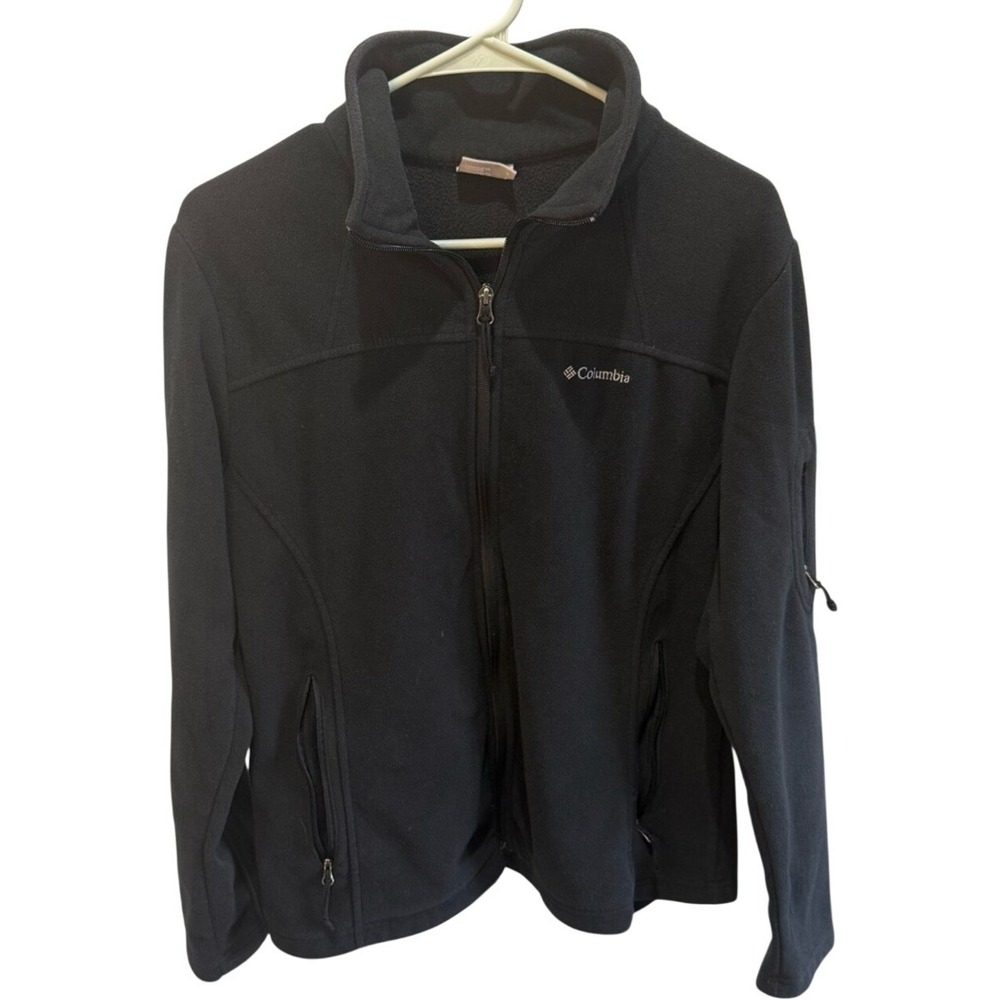 Columbia Womens Full Zip Fleece Jacket Black Size L Pockets Activewear